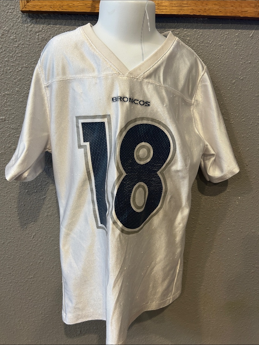 Denver Broncos White Girls' Football Jersey Manning #18